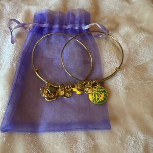 Peter Pan Never Grow Up Gold Charm Bangle Bracelets